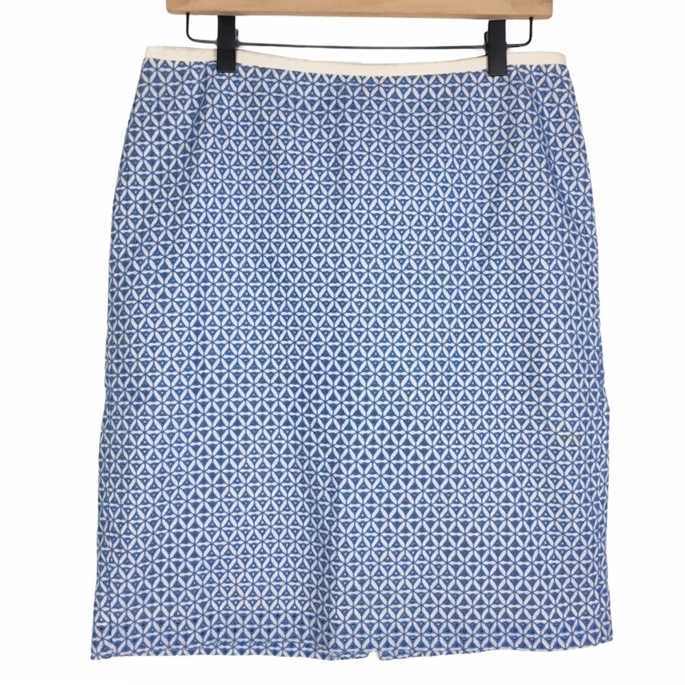 TALBOTS Skirt Pencil Embroidered Eyelet Lace Overlay Feminine Petite Size 8P